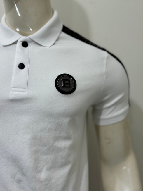 BALMAIN SLIM FIT LOGO PATCH POLO SHIRT